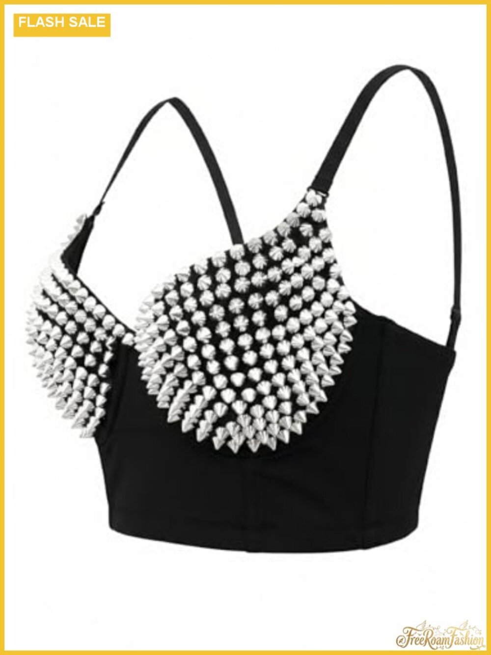 Women's Studded Punk Goth Rivet Bra Bustier Corset Crop Top